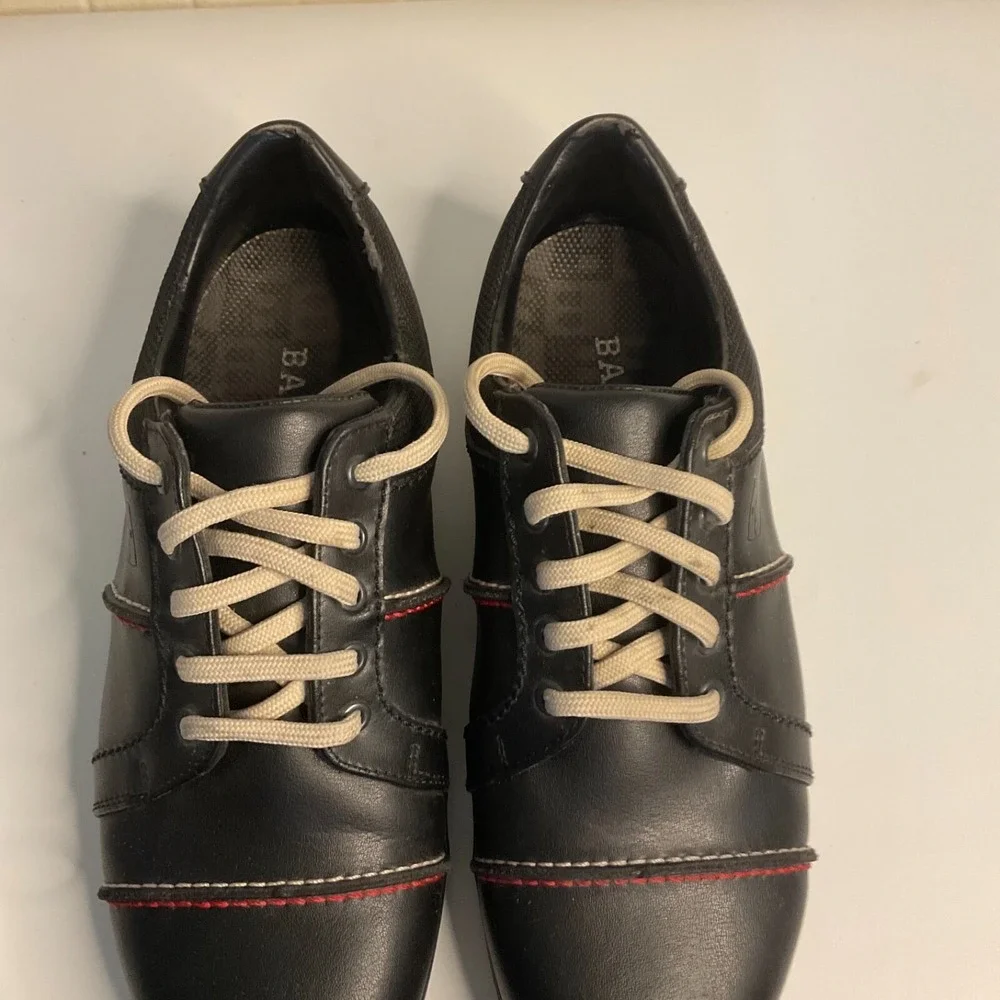 Bally Golf Shoes Shoes 27902 Black Leather Red/White Stitching‎ Women's 7.5